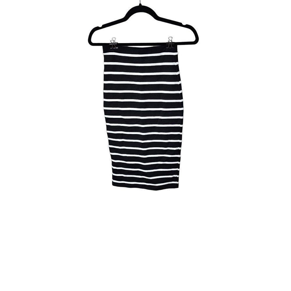Bebe Black and White Striped XS Stretch Pencil Skirt